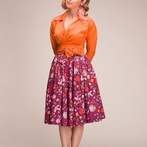 Pinup Girl Couture Bella Skirt Plum First Frost XL